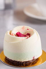 Elegance pastry dessert with raspberries