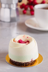 Elegance pastry dessert with raspberries