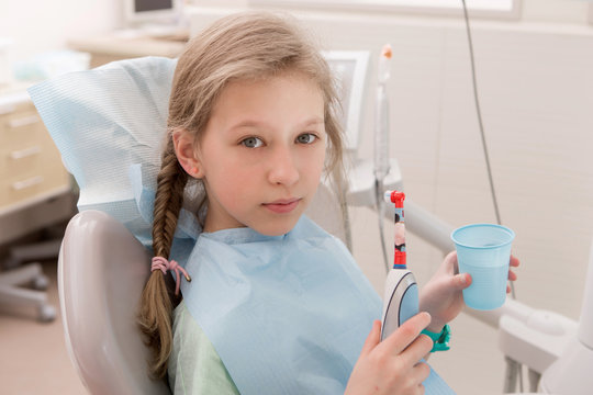 Young girl at dentist., dental treatment

