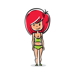Vector full-length portrait of sexy woman, cartoon personality 