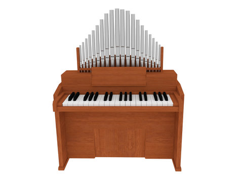 wooden organ instrument isolated