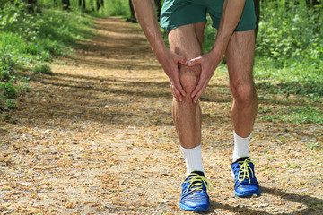 Knee injury, Man runner with knee pain