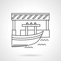 Floating market flat line vector icon