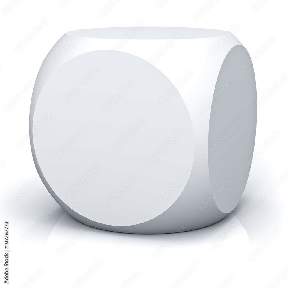 Poster Blank circle faces box isolated on white background with reflection. 3D rendering.