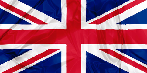 Waving flag of England, red blue white colors. 3d background.