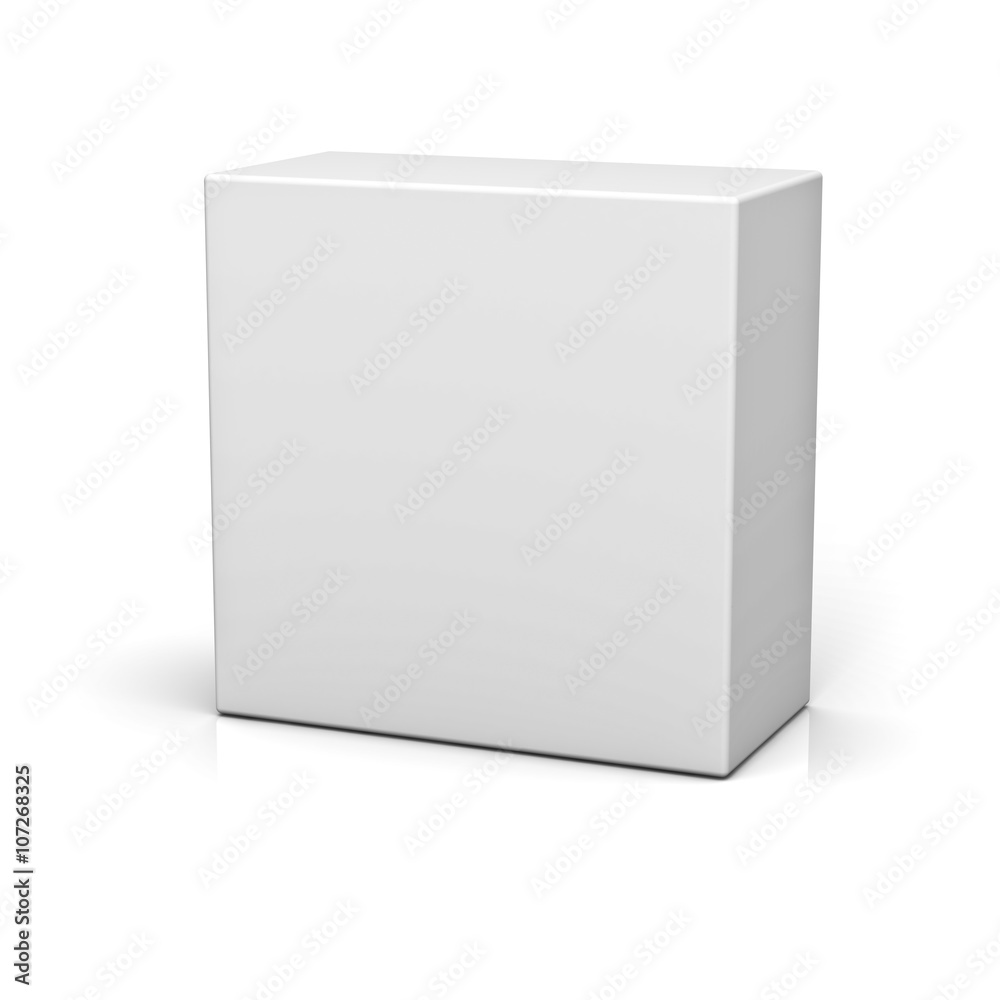 Poster Blank box or button isolated over white background with reflection
