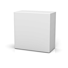 Blank box or button isolated over white background with reflection