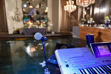 Microphone and electronic organ in ambient light bar