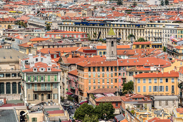 Fototapeta na wymiar Panoramic view of Nice with colorful houses, Cote d'Azur, France