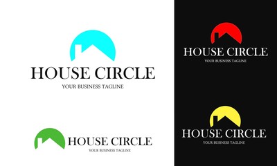 Search House Circle Vector Logo with Industry