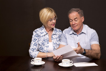 couple looking at bill