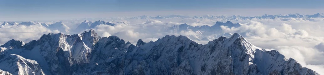 Papier Peint photo Lavable Panoramique Zugspitze Alpen Panorama