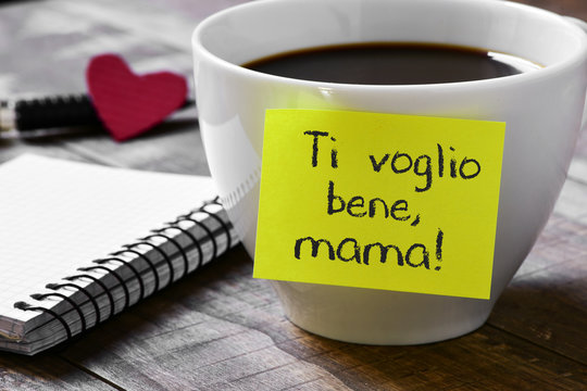 text ti voglio benne mama, I love you mom in italian