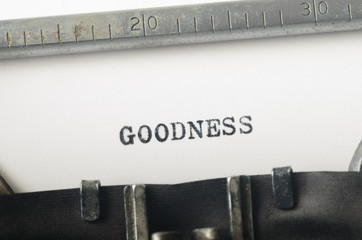  word goodness typed on  typewriter