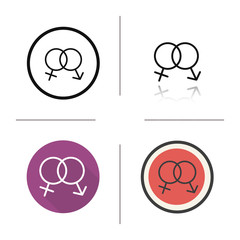 Sex symbol flat design, linear and color icons set