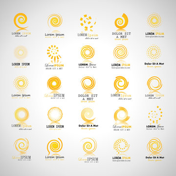 Unusual Spiral Icons Set-Isolated On Gray Background-Vector Illustration,Graphic Design. Different Logotype Template
