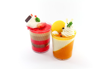 strawberry cake and banana cake withe cookie