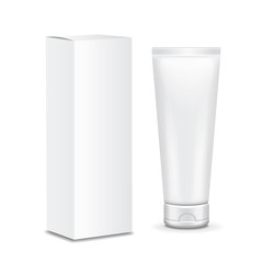 Realistic tube and package. Packing blank cosmetics  isolated 