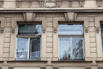 Fototapeta na wymiar view of the window of the old building in Prague