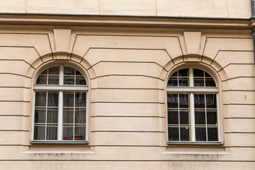 view of the window of the old building in Prague