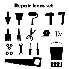 Repair icons set. Repair images vector. Repair black symbols.