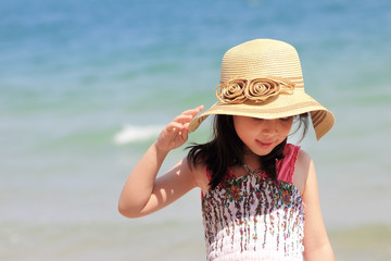 Asian young girl on the beach