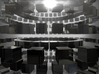 Abstract black cubes background.3D rendering