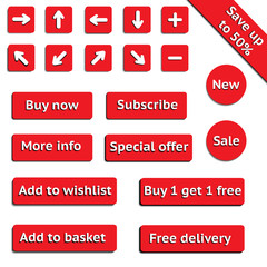 Buy web red buttons for website or app
