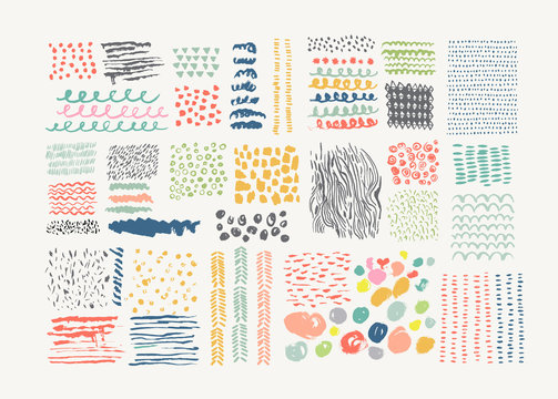  Hand Drawn textures made with ink. Vector. Isolated.