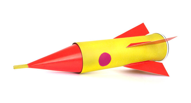 Space rocket out of colored paper