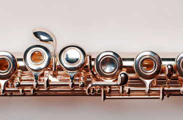 Golden flute. isolated on brown background with clipping path