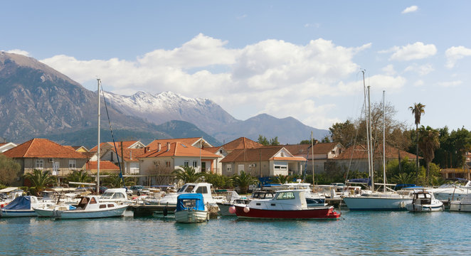 View of Tivat city (marina Kalimanj). Montenegro