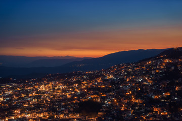 landscape of Taxco, Mexico at night