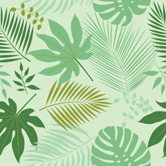 Fototapeta na wymiar Seamless pattern leaves of palm tree. 