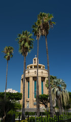 Pantheon, Syracuse, Sicily, Italy: Chiesa Monumento Pantheon Dei Caduti Church behind the palm trees