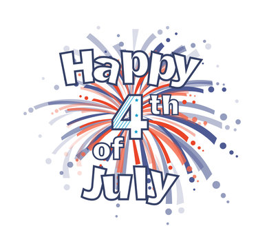 Fourth of July Fireworks - Happy 4th of July clip art with red and blue firework. Eps10