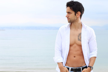 handsome male near the sea