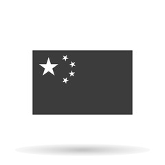 China flag icon on a white background with shadow, stylish vector illustration