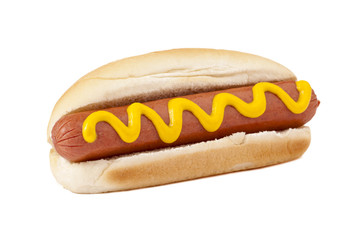 hotdog sandwich with yellow mustard sauce