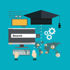 set icons about course search, presentation, online education