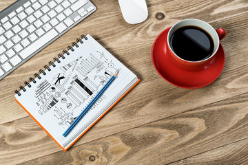 Business workplace with stuff