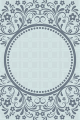 Abstract grey blue floral vintage card design with copy space.