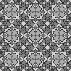Fototapeta premium Seamless abstract flower monochrome vector wallpaper.