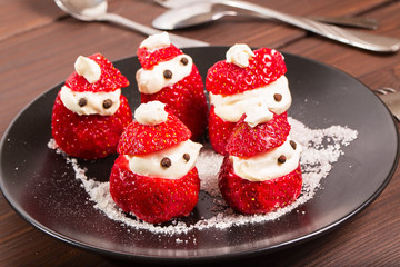 New Year's snack from strawberry and cream