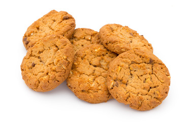 Oatmeal cookies with isolated background.