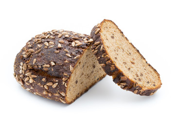 Rye bread isolated on white background.