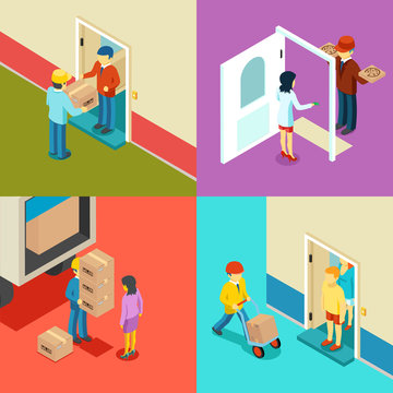 Fast delivery flat isometric vector concept