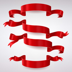 Set of Red Satin Ribbons