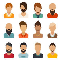 Circle of flat icons on white background. Man, vector illustration, web userpic