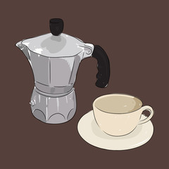 Coffee cup and coffee maker geyser, vector illustration - 107284918